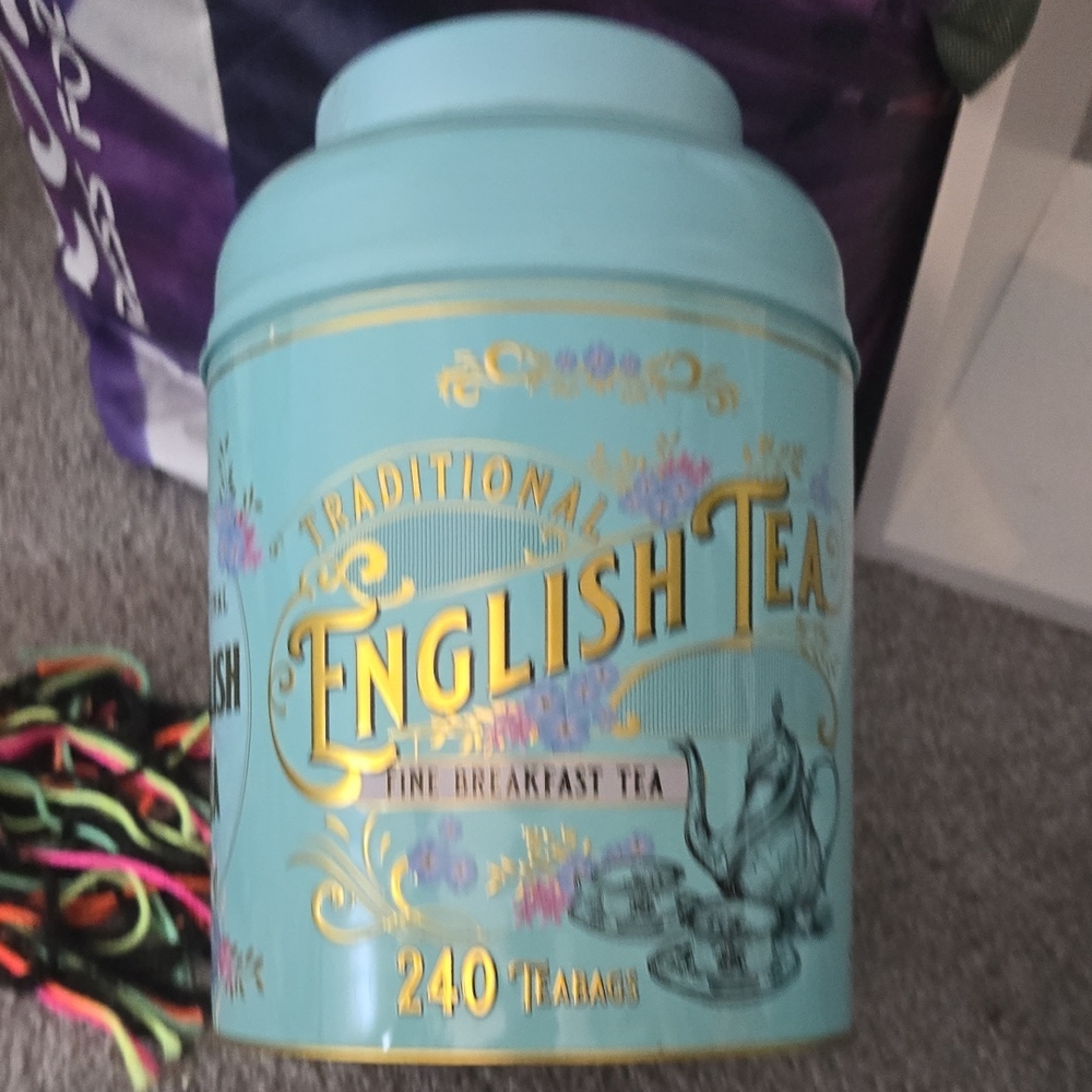 Traditional English Tea Canister W Tea Vintage Victorian